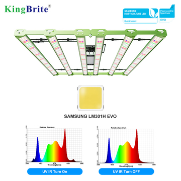 Separate Switches For UV/IR , KingBrite Led 600W Samsung LM301H EVO Mint White with Green UV IR LED Grow Light